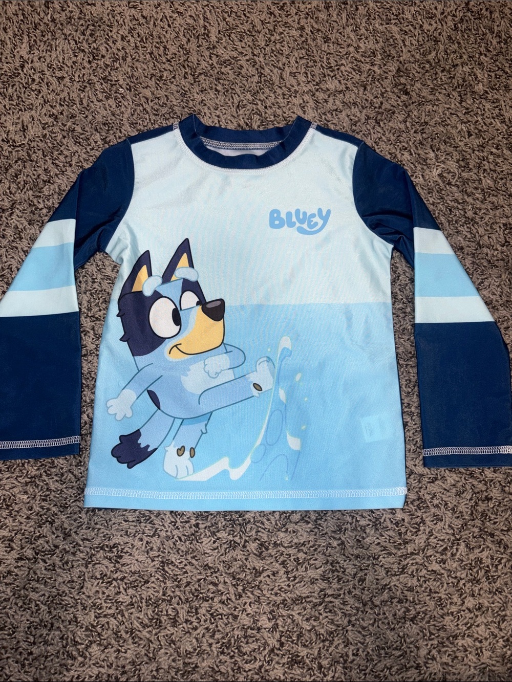 CLEARANCE 4 for $12 - Bluey Boys' Light Blue Long Sleeve Swim Rashguard 4T